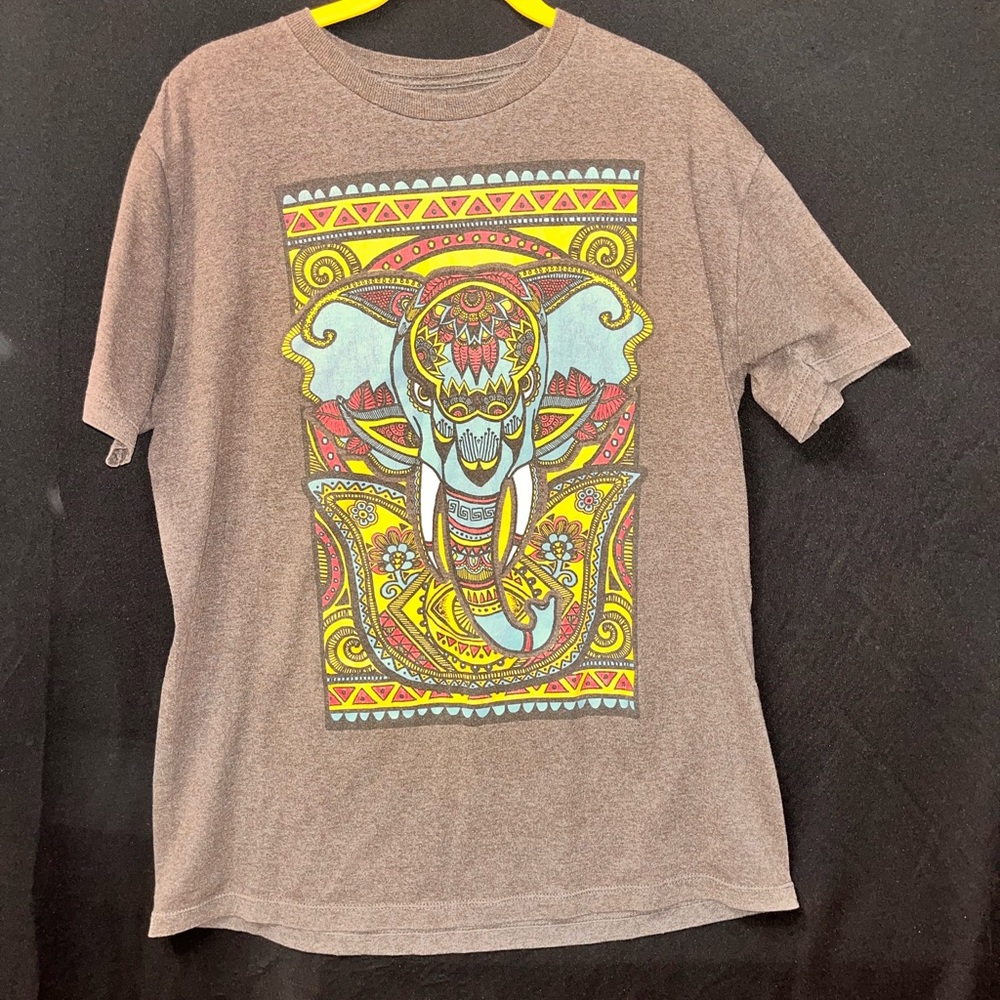 Vibrant Elephant Graphic Tee in Brown